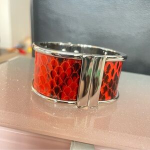 Ann Taylor Red and Black Snakeskin Pattern Bracelet New